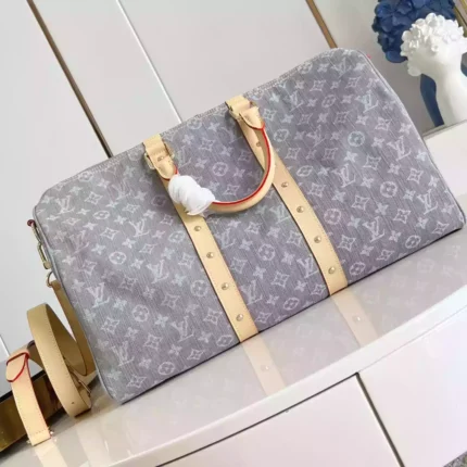 KEEPALL BANDOULIERE 45 BAG CLOUDY GRAY MONOGRAM DENIM – LW307