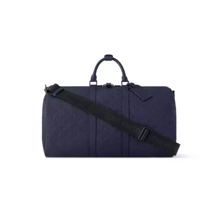 KEEPALL BANDOULIERE 50 BAG NAVY BLUE MONOGRAM SHADOW – LW313