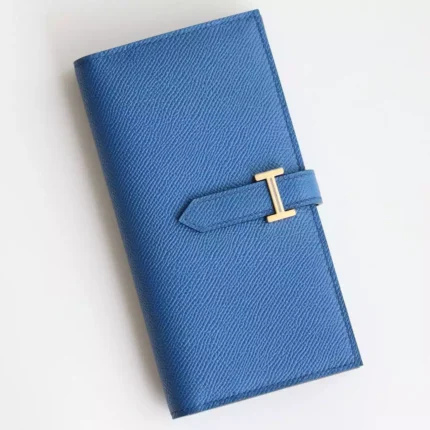 Hermes Bearn Long Handmade Wallet in Blue France Epsom Calfskin – HW142