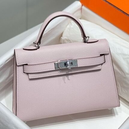 Hermes Kelly Mini II Bag In Mauve Pale Epsom Leather PHW – HW127