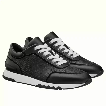 Hermes Men’s C-Addict Sneakers In Black Perforated calfskin – HM040