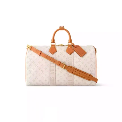KEEPALL BANDOULIERE 45 BAG OFF-WHITE MONOGRAM HERITAGE CANVAS M14838 – LW353