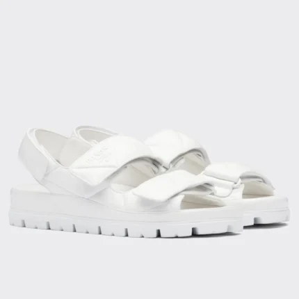 PRADA PADDED SANDALS IN WHITE NAPPA LEATHER – PSD040