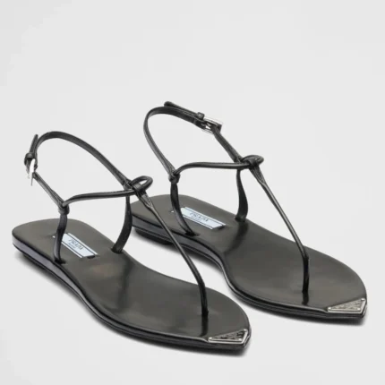 PRADA THONG SANDALS IN BLACK BRUSHED LEATHER – PSD047