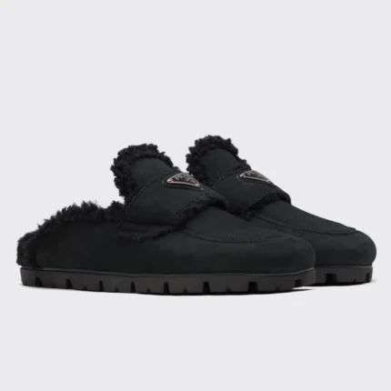 PRADA WOMEN’S SLIPPERS IN BLACK SHEARLING – PSD049