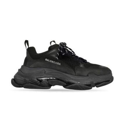 BALENCIAGA MEN’S TRIPLE S SNEAKER CLEAR SOLE IN BLACK – BLA014