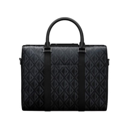 DIOR LINGOT BRIEFCASE GRAY CD DIAMOND CANVAS AND SMOOTH CALFSKIN – DIO032